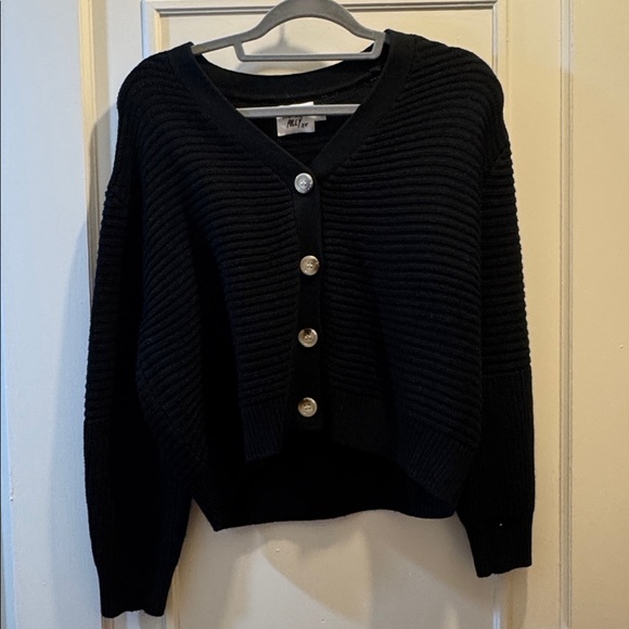 Princess Polly Black Knit Button-Down Sweater - Picture 1 of 3